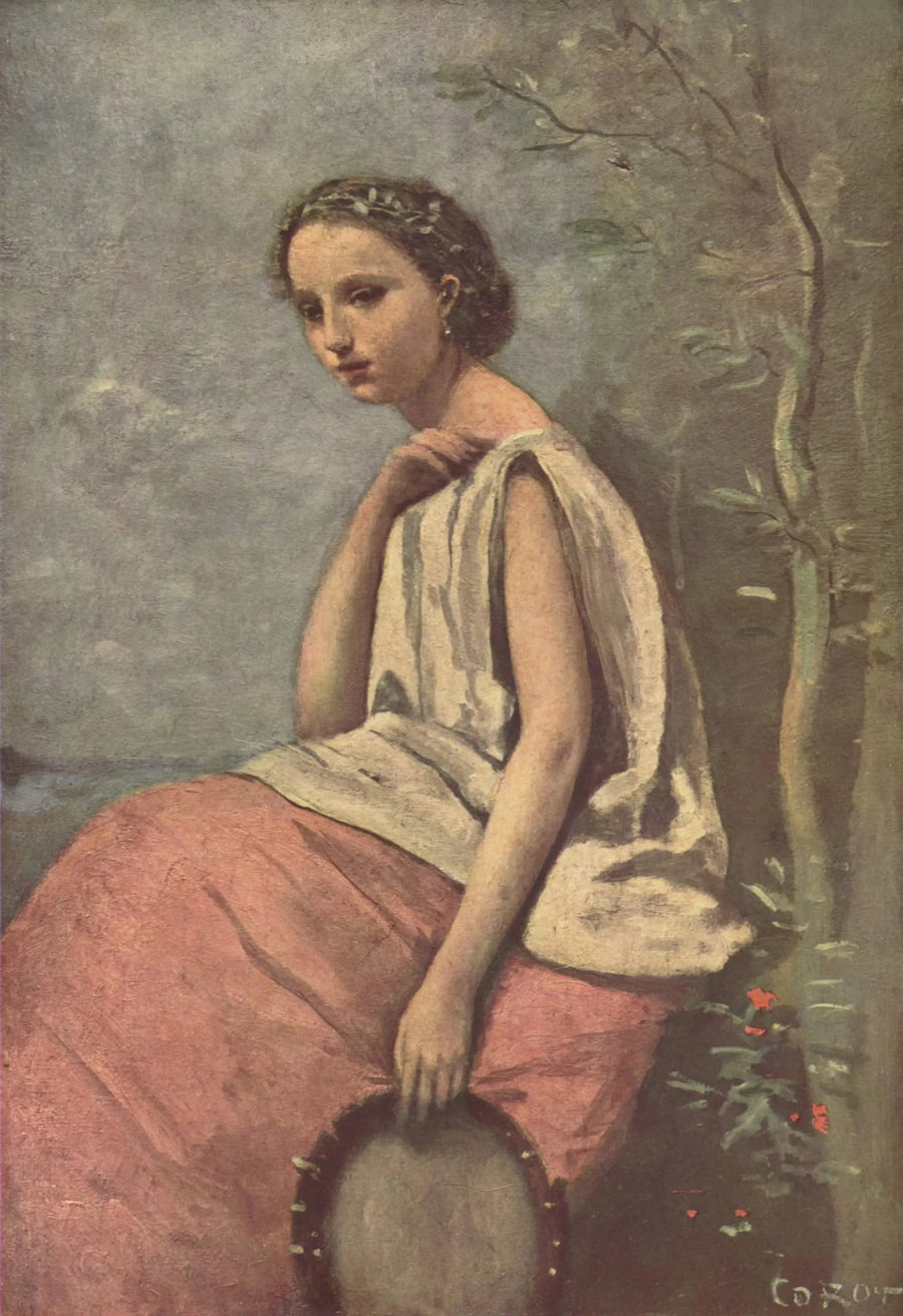 Zingara am Basque-Trommel - Jean-Baptiste Camille Corot