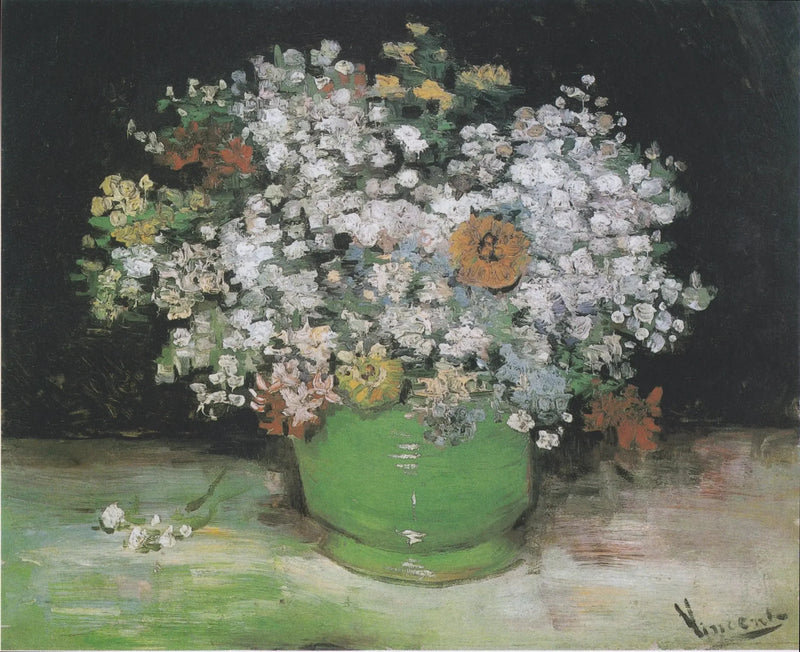 Zinnien und Geranien in einer Vase - Vincent van Gogh