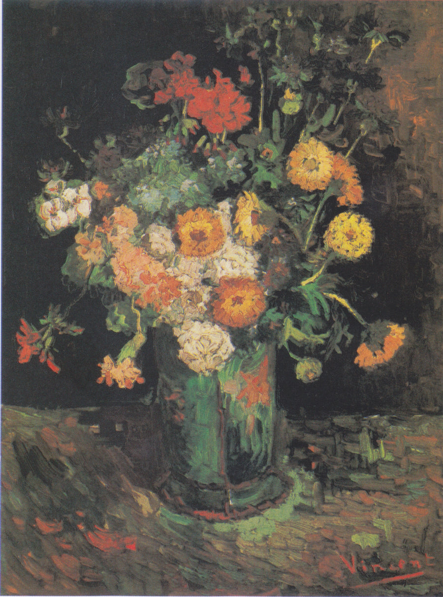 Zinnien und Geranien in einer Vase - Vincent van Gogh