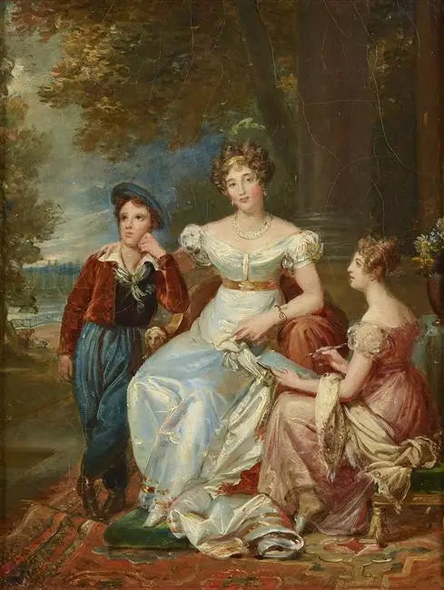 Zoé Talon, comtesse du Cayla et ses deux enfants - François Gérard image 1 reproduction de peinture à l’huile